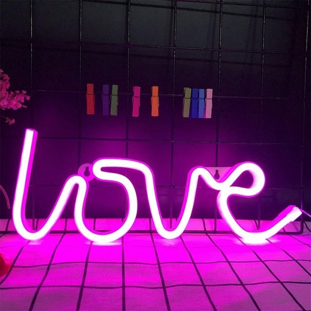 LED Neon Lights Love Shape Night Light Sign Lamp