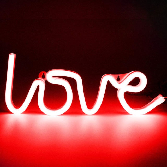 LED Neon Lights Love Shape Night Light Sign Lamp