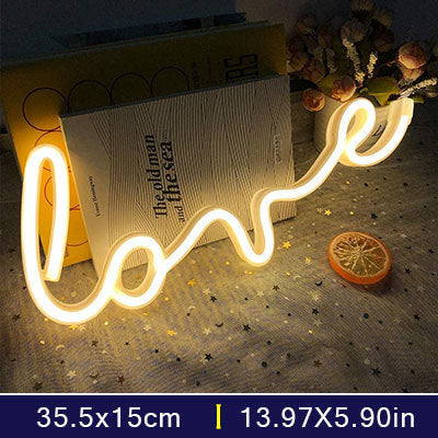 LED Neon Lights Love Shape Night Light Sign Lamp