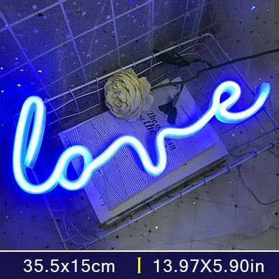 LED Neon Lights Love Shape Night Light Sign Lamp