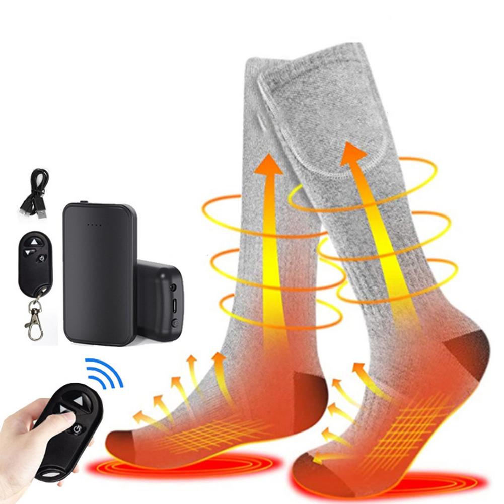 3.7V Unisex Remote Control Electric Heated Socks Boot Feet Warmer