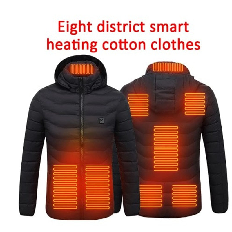 Electric Heated Vest Jackets USB Electric Heating Hooded Cotton Coat