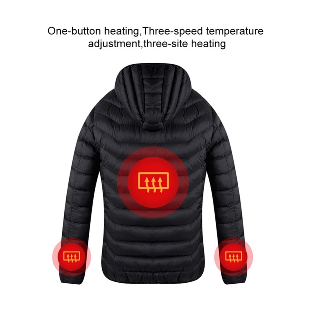 Electric Heated Vest Jackets USB Electric Heating Hooded Cotton Coat