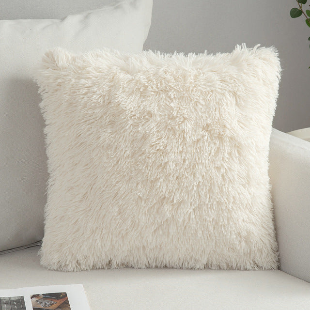 Solid Soft Fluffy Cushion Cover