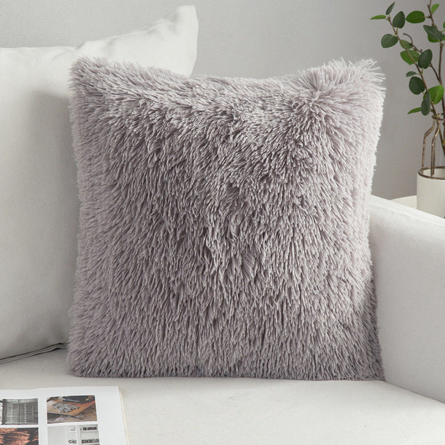 Solid Soft Fluffy Cushion Cover