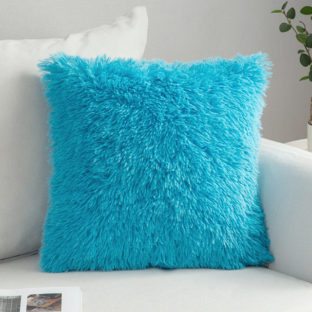 Solid Soft Fluffy Cushion Cover