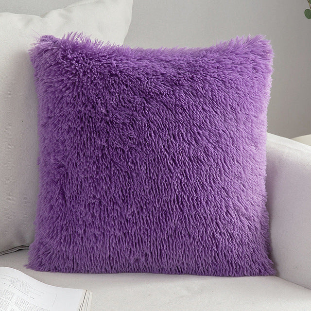 Solid Soft Fluffy Cushion Cover