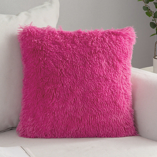 Solid Soft Fluffy Cushion Cover