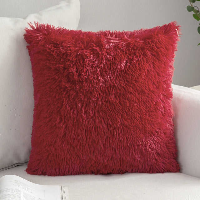 Solid Soft Fluffy Cushion Cover