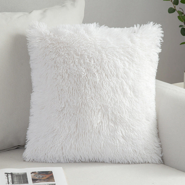 Solid Soft Fluffy Cushion Cover