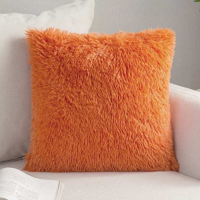 Solid Soft Fluffy Cushion Cover