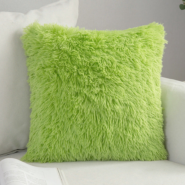 Solid Soft Fluffy Cushion Cover