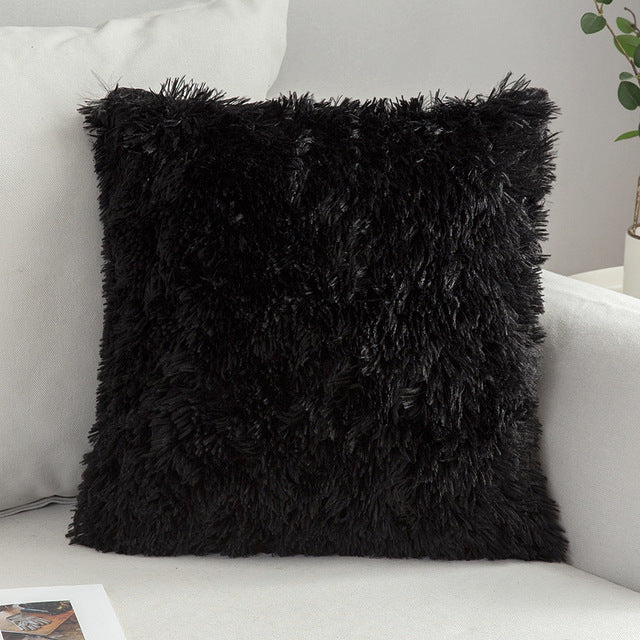 Solid Soft Fluffy Cushion Cover