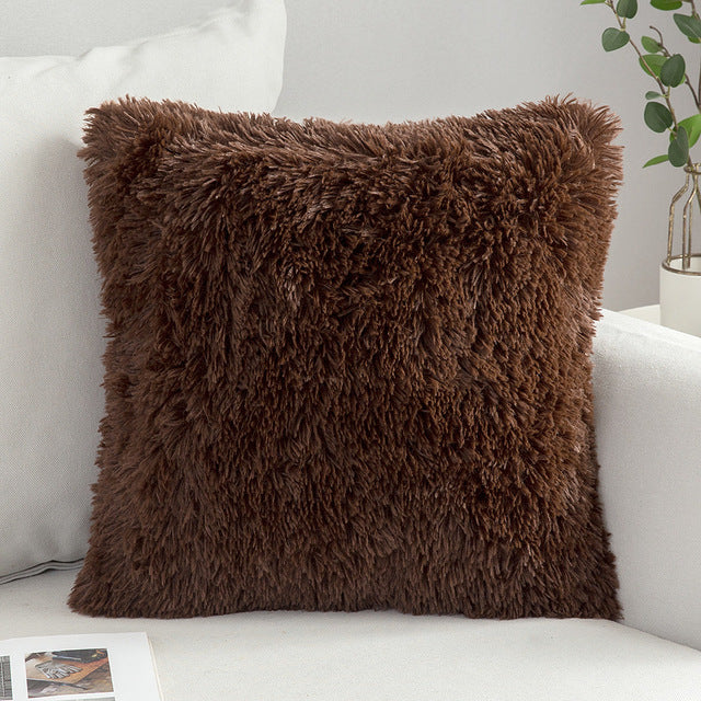 Solid Soft Fluffy Cushion Cover