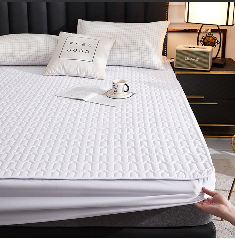 Waterproof Thicken Quilting Process Fitted Sheet Bed Cover Mattress Protector,150x200 180x200 200x220,Solid Color