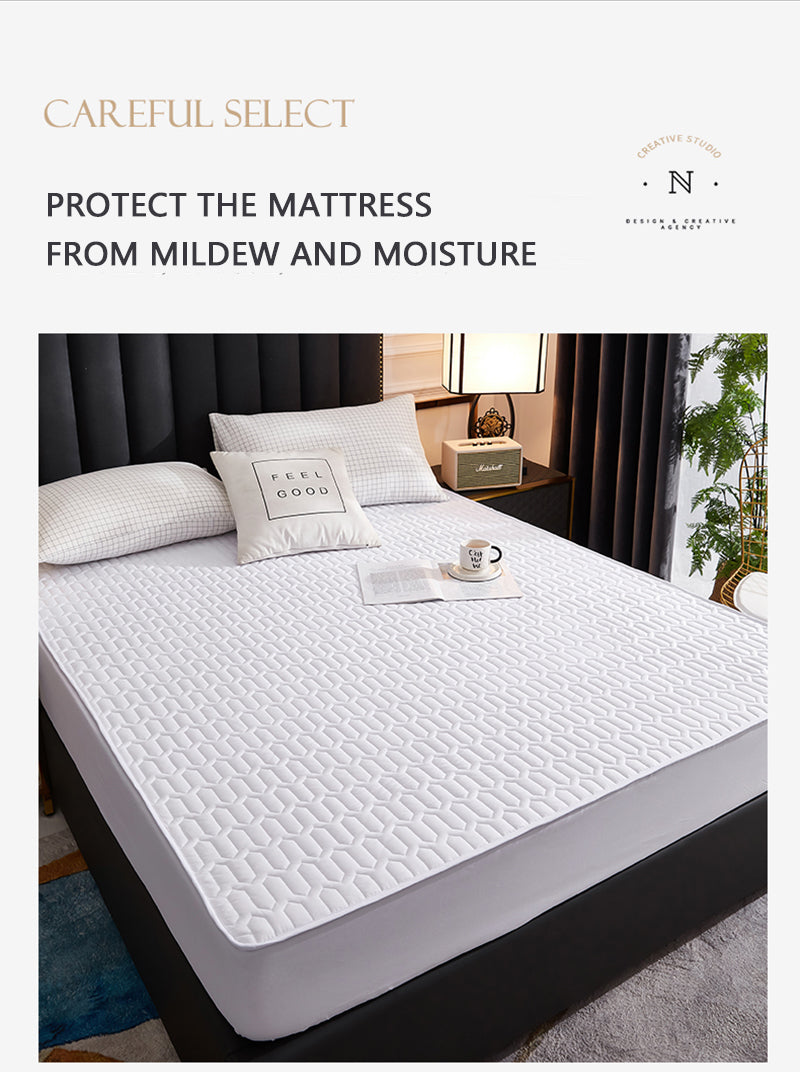 Waterproof Thicken Quilting Process Fitted Sheet Bed Cover Mattress Protector,150x200 180x200 200x220,Solid Color