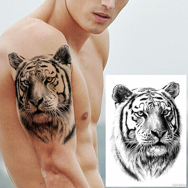 TIGER LION MAN TEMPORARY TATTOOS STICKER WATERPROOF