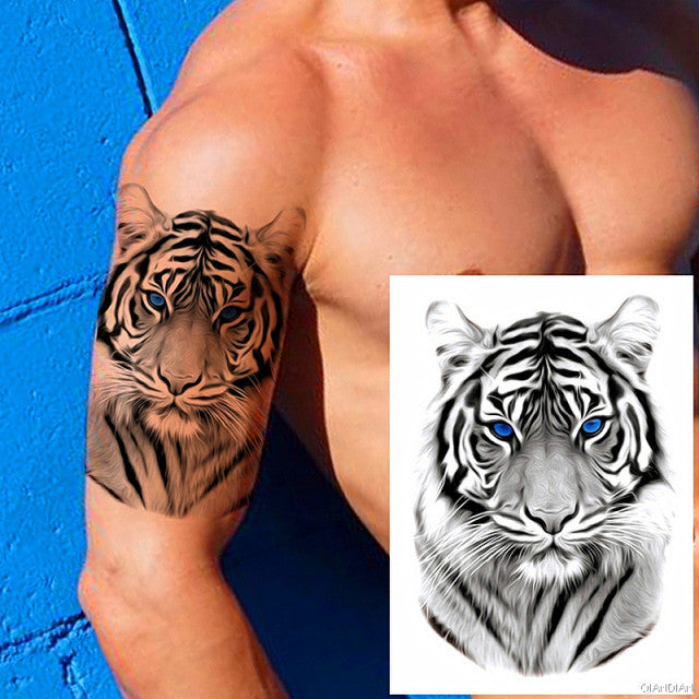 TIGER LION MAN TEMPORARY TATTOOS STICKER WATERPROOF