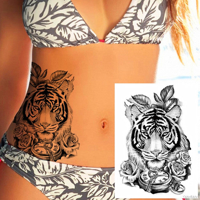 TIGER LION MAN TEMPORARY TATTOOS STICKER WATERPROOF