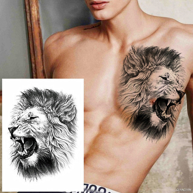 TIGER LION MAN TEMPORARY TATTOOS STICKER WATERPROOF