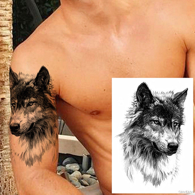 TIGER LION MAN TEMPORARY TATTOOS STICKER WATERPROOF