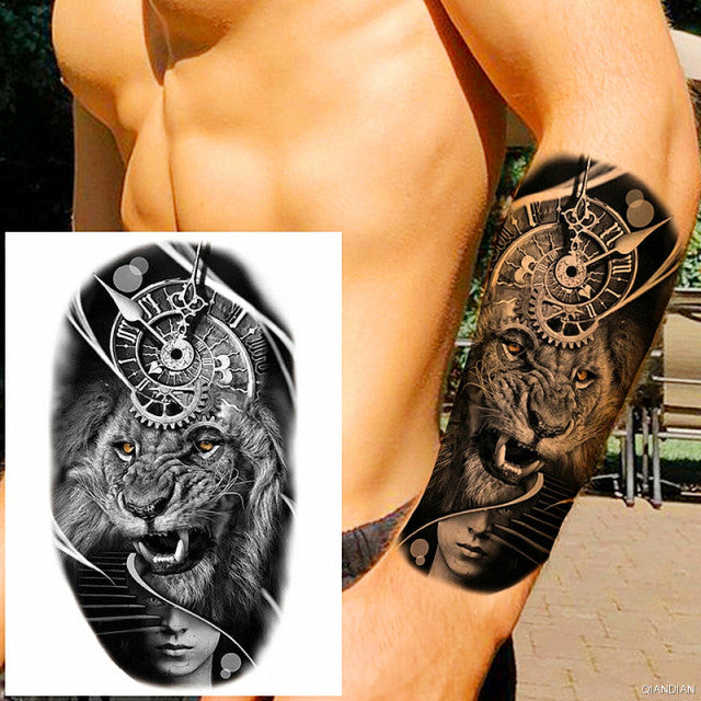 TIGER LION MAN TEMPORARY TATTOOS STICKER WATERPROOF