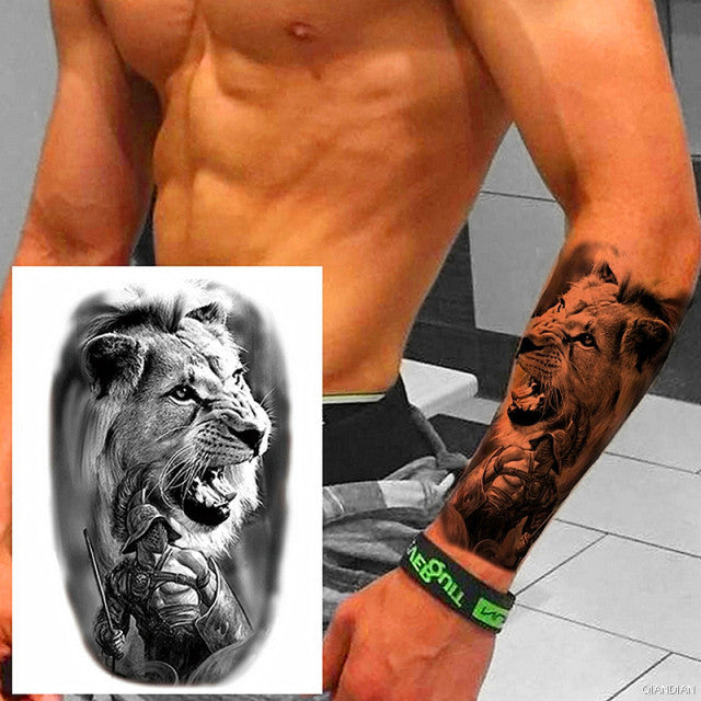 TIGER LION MAN TEMPORARY TATTOOS STICKER WATERPROOF