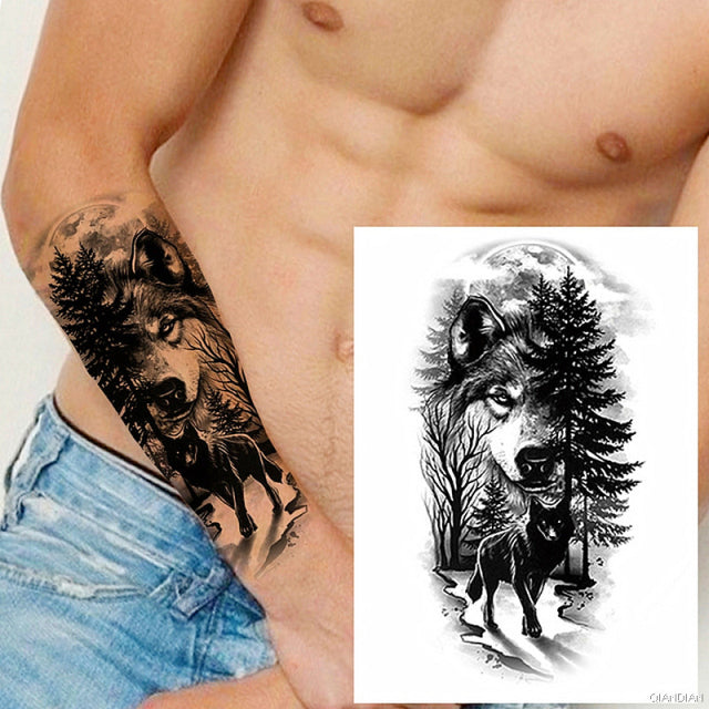 TIGER LION MAN TEMPORARY TATTOOS STICKER WATERPROOF