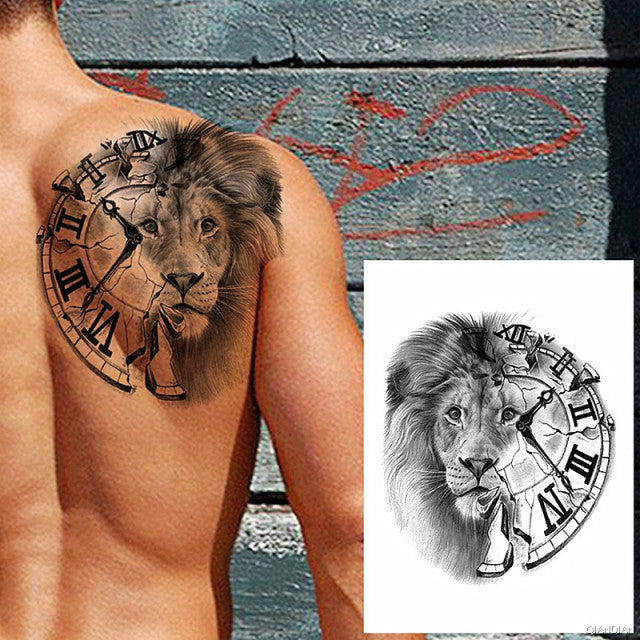 TIGER LION MAN TEMPORARY TATTOOS STICKER WATERPROOF