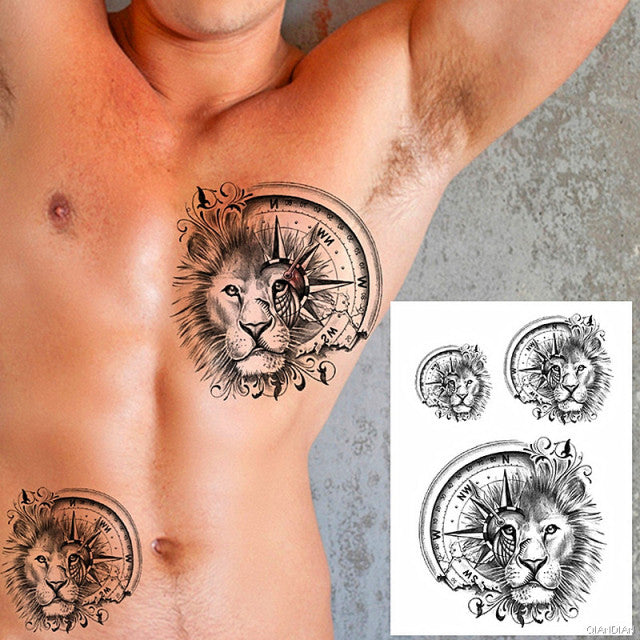 TIGER LION MAN TEMPORARY TATTOOS STICKER WATERPROOF