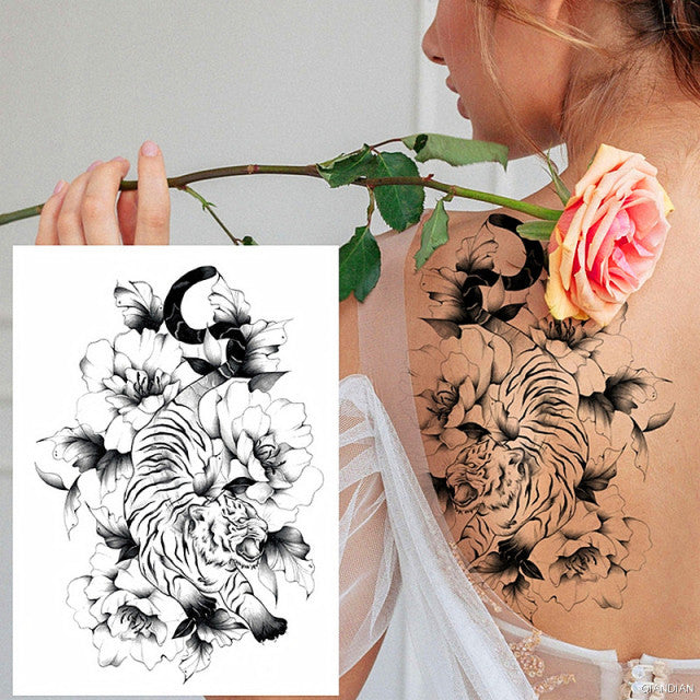 TIGER LION MAN TEMPORARY TATTOOS STICKER WATERPROOF