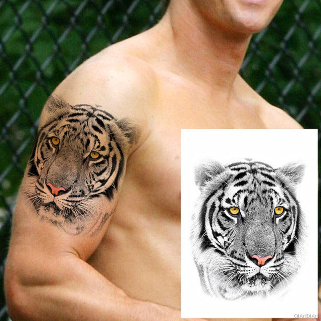 TIGER LION MAN TEMPORARY TATTOOS STICKER WATERPROOF