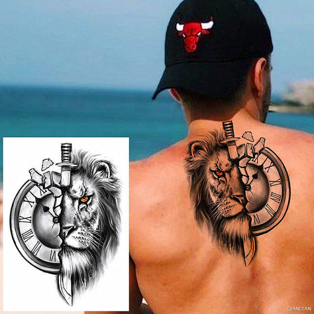 TIGER LION MAN TEMPORARY TATTOOS STICKER WATERPROOF