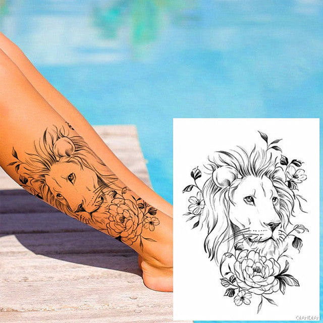 TIGER LION MAN TEMPORARY TATTOOS STICKER WATERPROOF