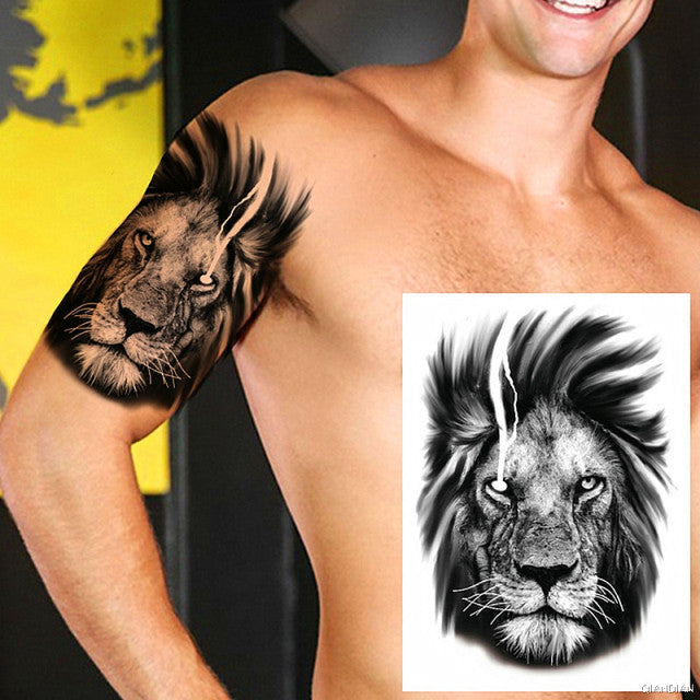 TIGER LION MAN TEMPORARY TATTOOS STICKER WATERPROOF