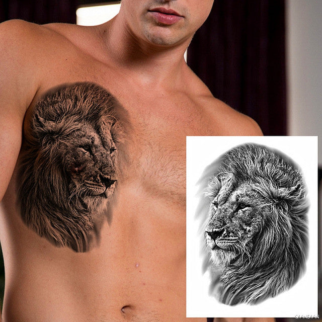 TIGER LION MAN TEMPORARY TATTOOS STICKER WATERPROOF