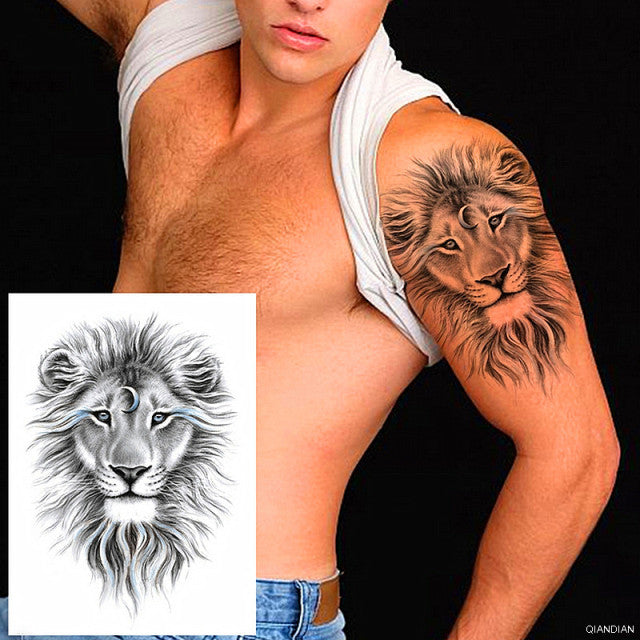 TIGER LION MAN TEMPORARY TATTOOS STICKER WATERPROOF