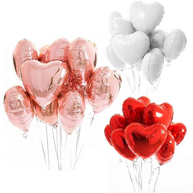 10pcs Heart Foil Balloons