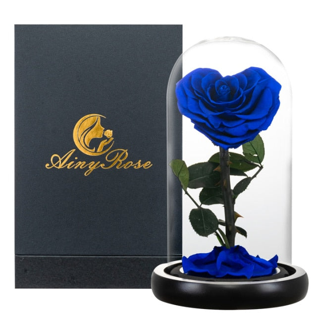 Heart Shaped Preserved Rose Beauty and The Beast Eternal Rose In Glass Dome