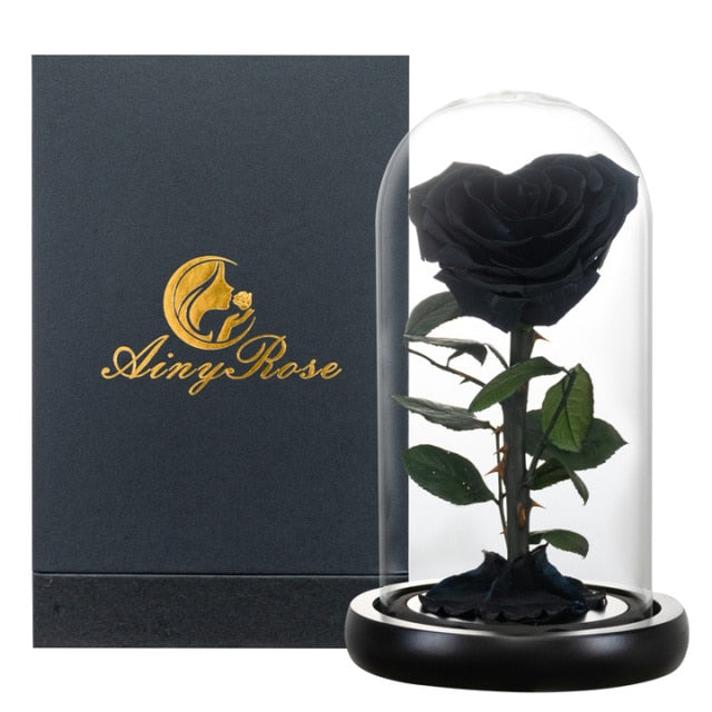 Heart Shaped Preserved Rose Beauty and The Beast Eternal Rose In Glass Dome