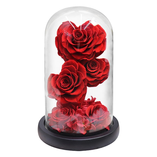 Heart Shaped Preserved Rose Beauty and The Beast Eternal Rose In Glass Dome