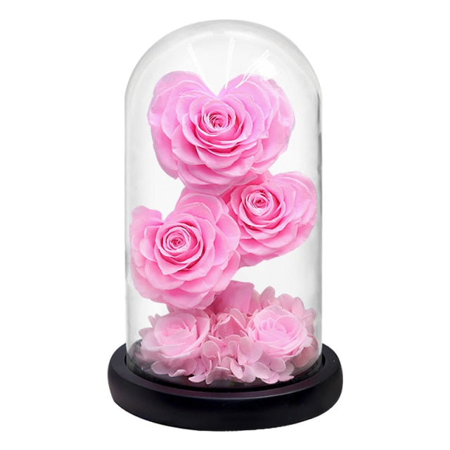 Heart Shaped Preserved Rose Beauty and The Beast Eternal Rose In Glass Dome