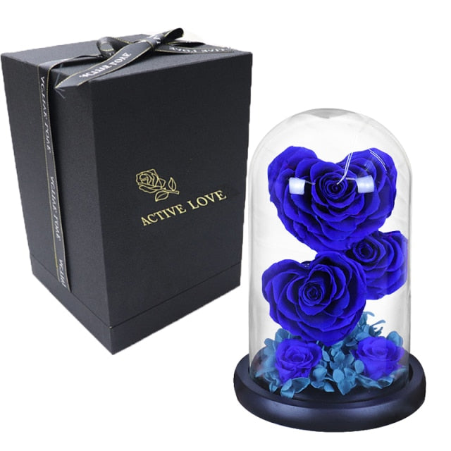 Heart Shaped Preserved Rose Beauty and The Beast Eternal Rose In Glass Dome