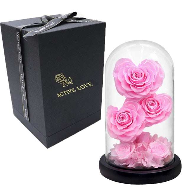 Heart Shaped Preserved Rose Beauty and The Beast Eternal Rose In Glass Dome