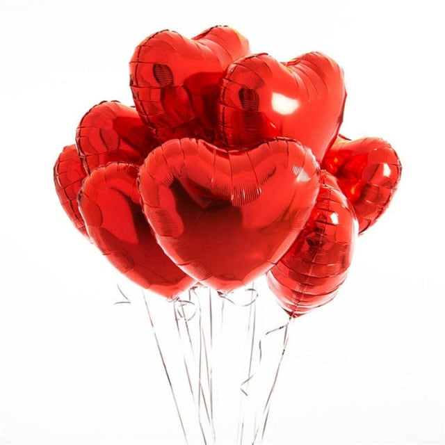 10pcs Heart Foil Balloons