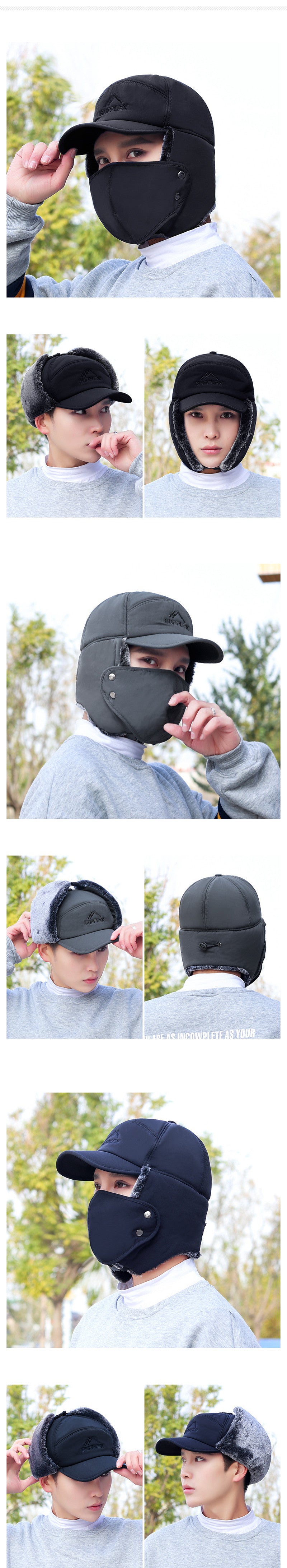 Winter Thermal Bomber Hats Men Women Fashion Ear Protection