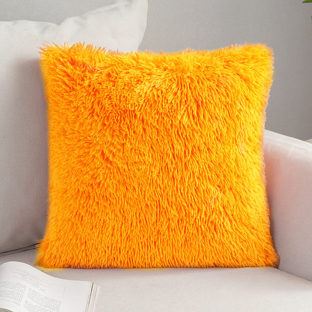 Solid Soft Fluffy Cushion Cover