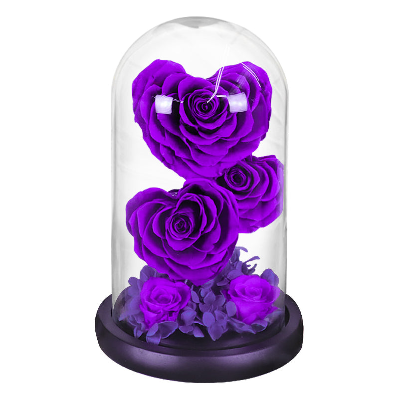 Heart Shaped Preserved Rose Beauty and The Beast Eternal Rose In Glass Dome