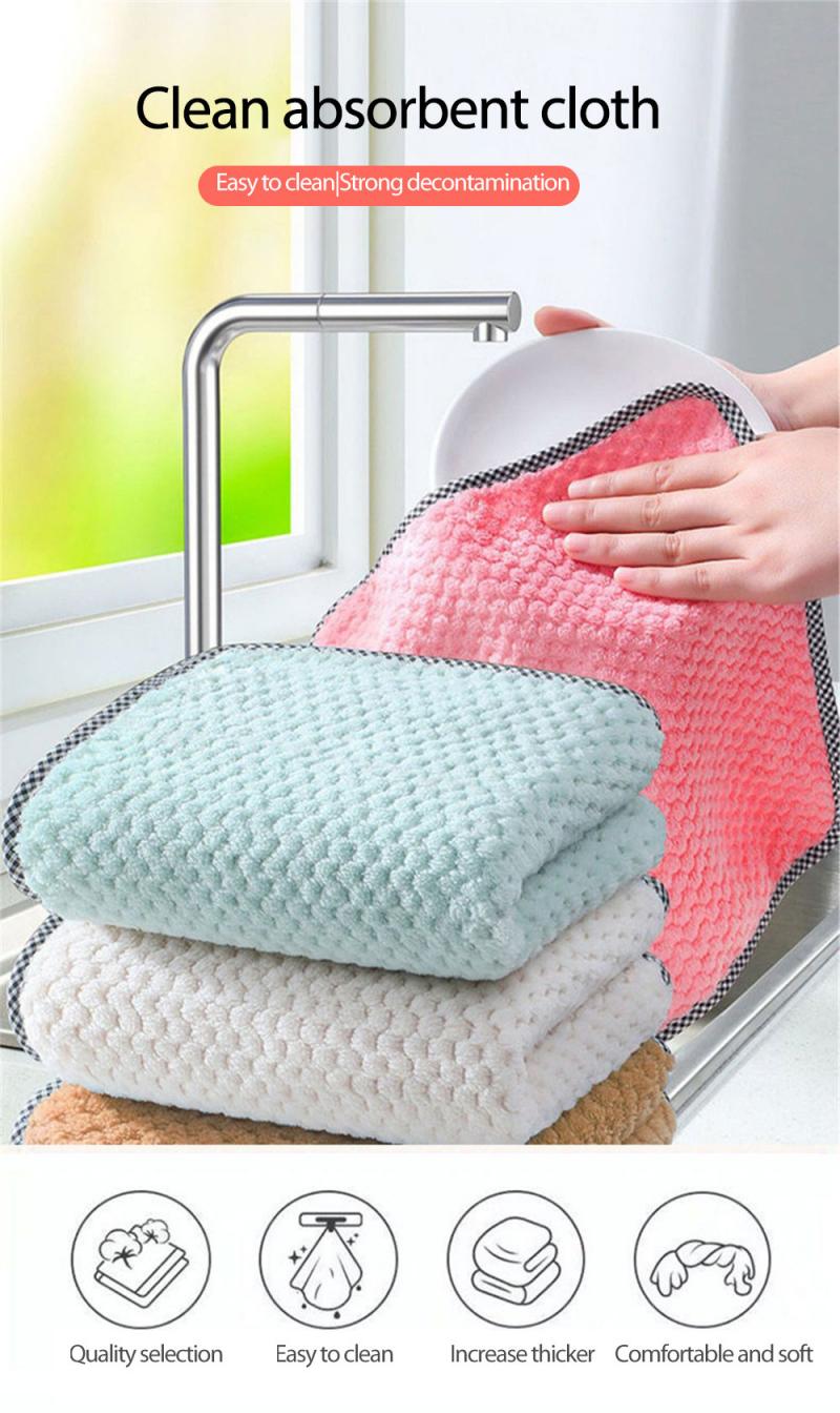 Dropship 4pcs Thickened Dish Towel; Hanging Hand Towels; Kitchen