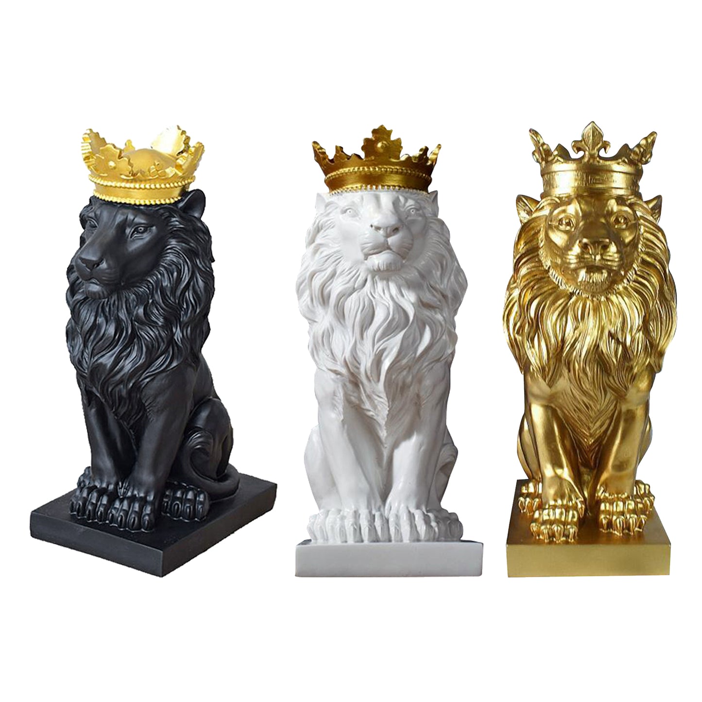 Abstract Gold Crown Lion Sculpture Resin Figurine Home Decor Shelf Statue